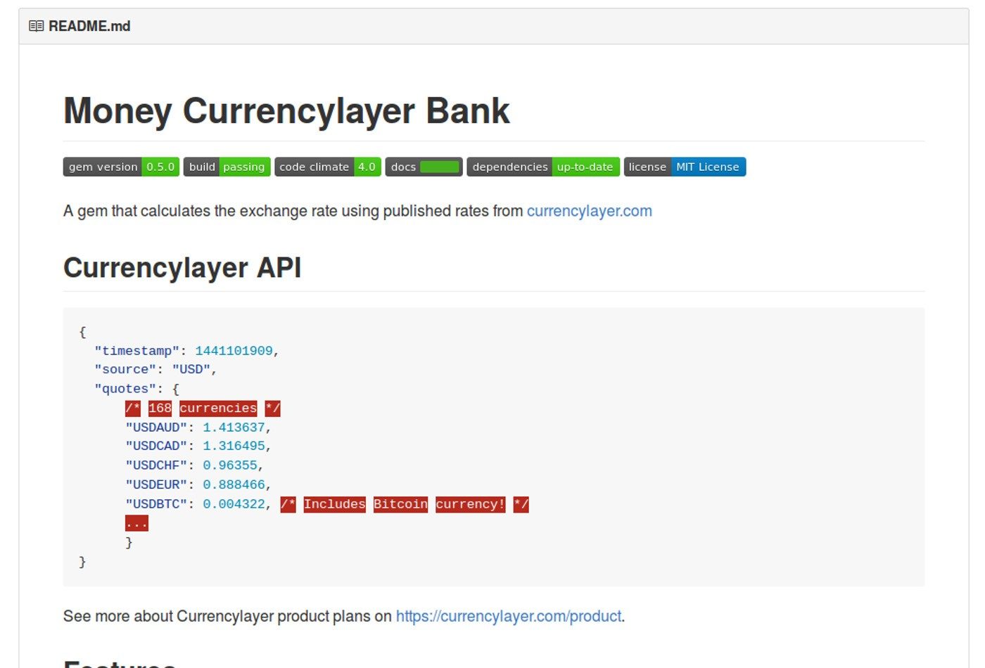 Published Money Currencylayer Bank