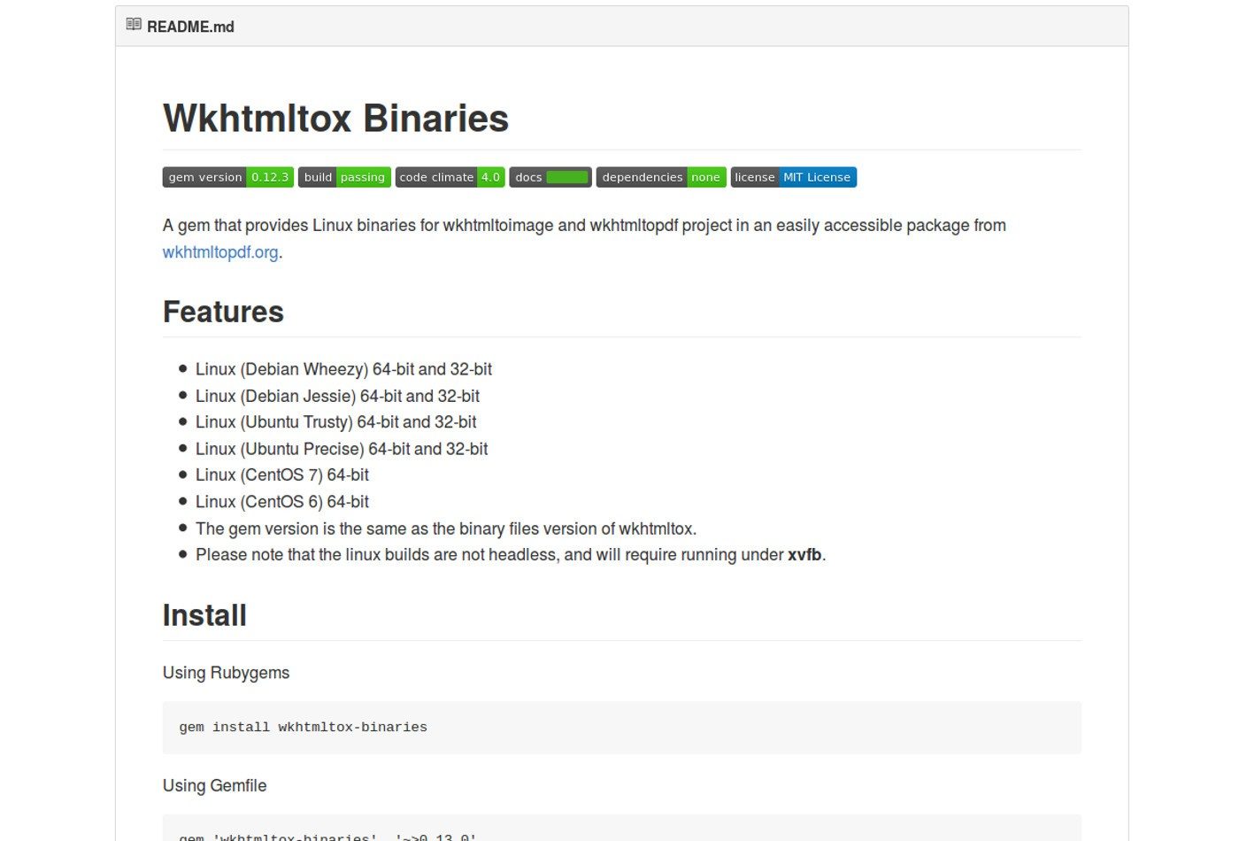 Published Wkhtmltox Binaries